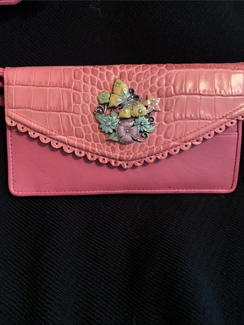 Pink Floral Butterfly Embellished Women’s Clutch